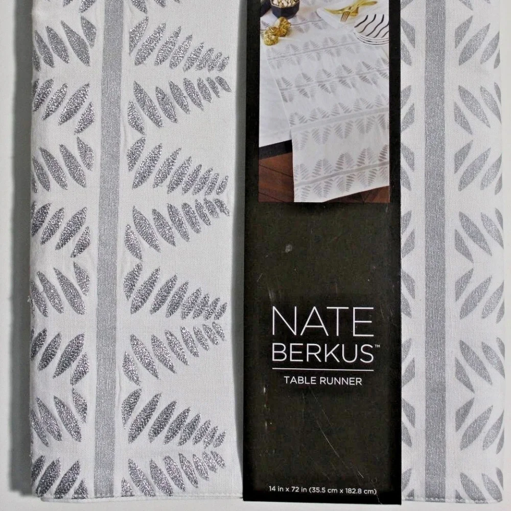 Nate Berkus Embroidered Metallic Leaf Table Runner